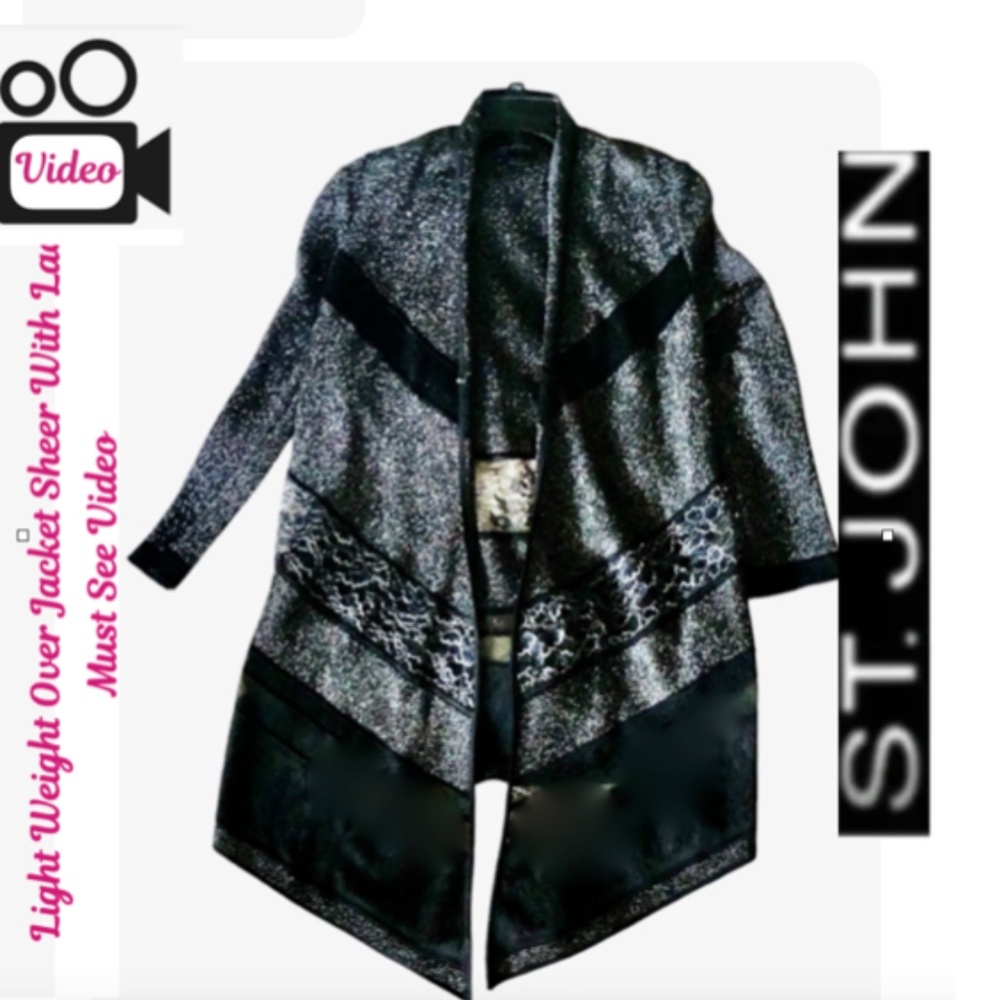 St. John Sheer Over Jacket With Lace